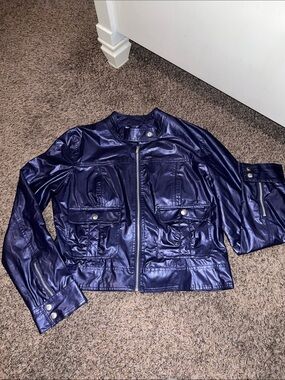 Paris Blues Shiny purple Faux Leather Moto Jacket